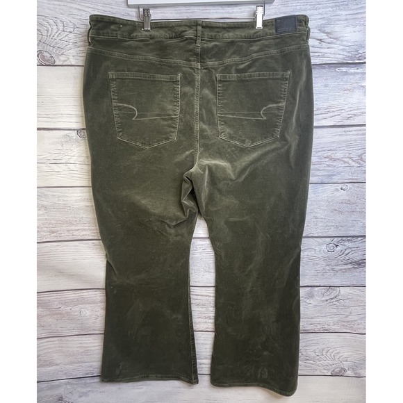 American Eagle Corduroy Pants Size 22 Short Super Stretch Hi-Rise Boot Cut Green - Picture 2 of 12